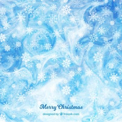 Blue Watercolour Christmas Background with Snowflakes – Free Download