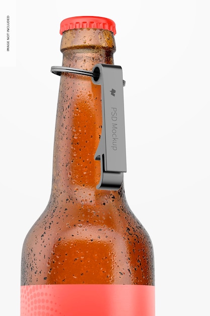 Aluminium Bottle Opener on Bottle Mockup – Free Download