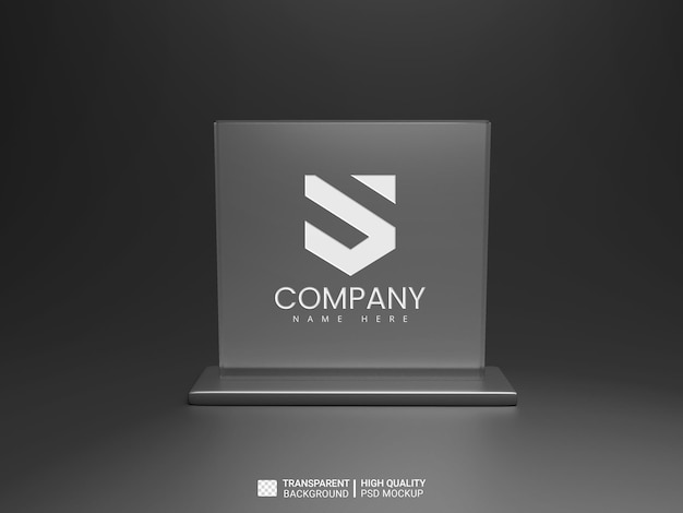 PSD Glass Logo Mockup on Dark Background – Free to Download