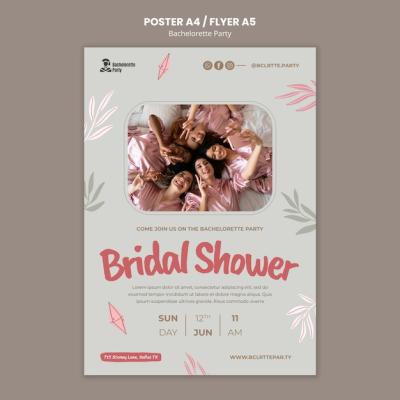 Bachelorette Party Vertical Poster Template with Leaves – Free Download