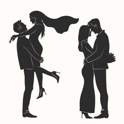 Hand Drawn Couple Silhouette Illustration – Free Stock Photo, Download for Free