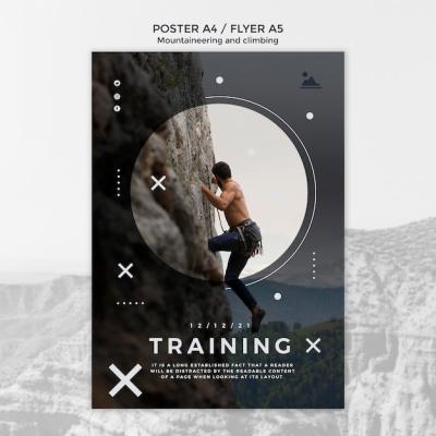 Mountaineering and Climbing Flyer or Poster Design Template – Free Download