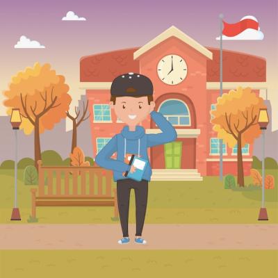 Cartoon Illustration of a School Boy – Free Download