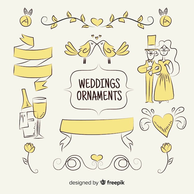 Hand Drawn Wedding Ornaments Collection – Download Free Stock Photos