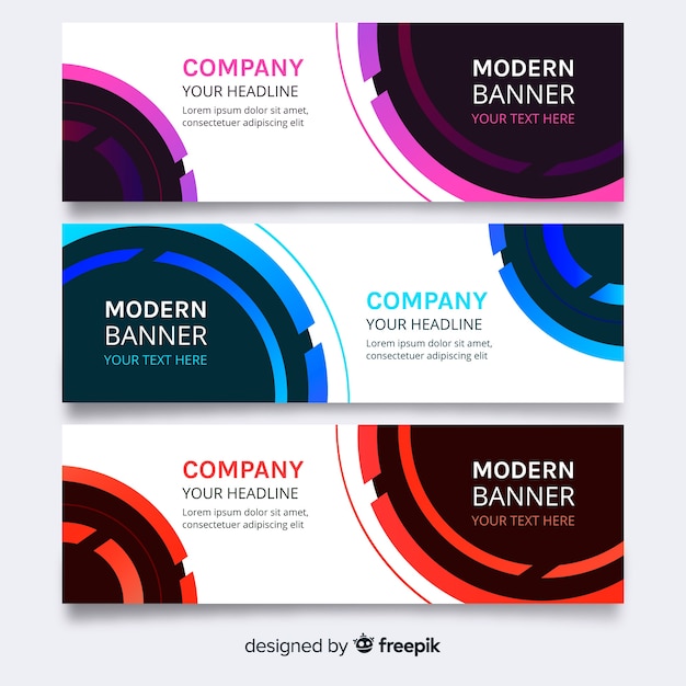 Modern Banner Set with Colorful Circles – Free Stock Photo, Download for Free