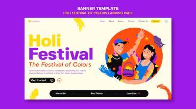 Holi Festival Celebration Landing Page – Free Stock Photo, Download for Free