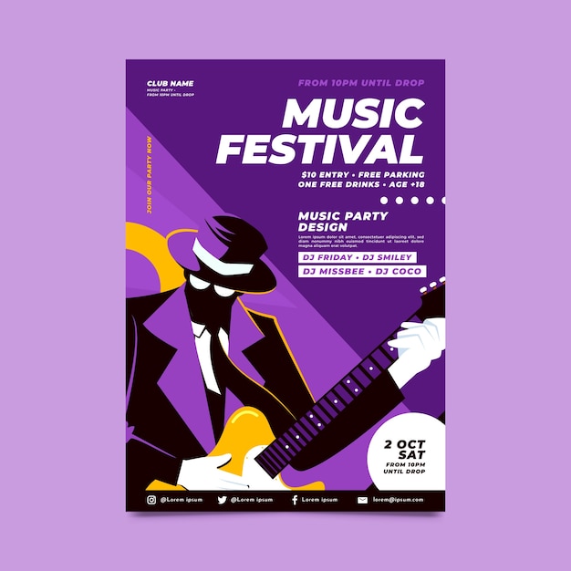 Vertical Poster Template for World Music Day Featuring a Guitarist – Free Download