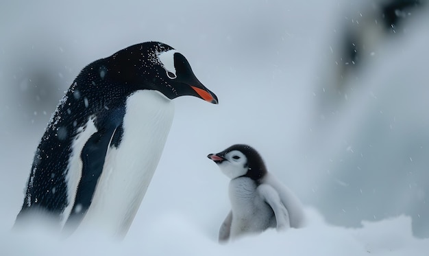 Adorable Penguin Parent and Chick – Free Download