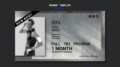 TRX Workout Banner Template Featuring Male Athlete – Free Download