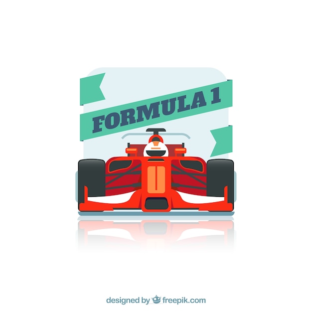 Modern Formula 1 Racing Car in Flat Design – Free Download