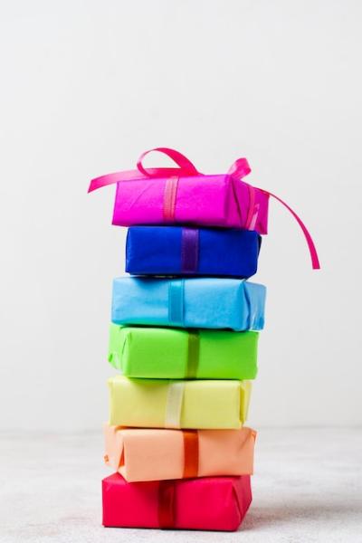 Vibrant Birthday Party Rainbow Gifts on Table – Free Download