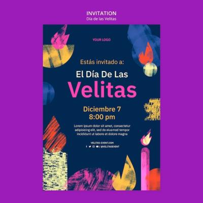 Dia de la Velitas Flat Design Template – Free Download