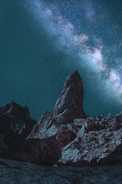 Brown Monolith Under Teal and Gray Milky Way – Free Download