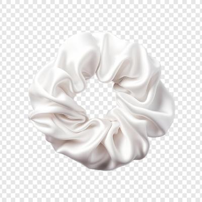 Beautiful White Silk Scrunchie Isolated on Transparent Background – Free Download