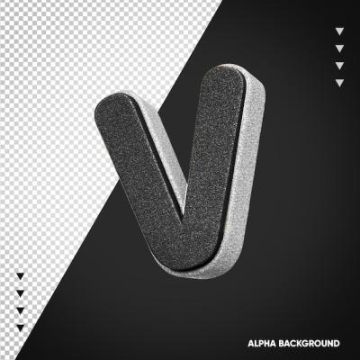 3D Letter V in White with Black – Free Stock Photo for Download