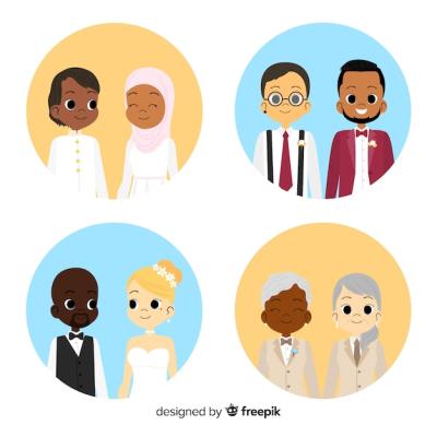 Hand Drawn Wedding Couple Collection – Free Download