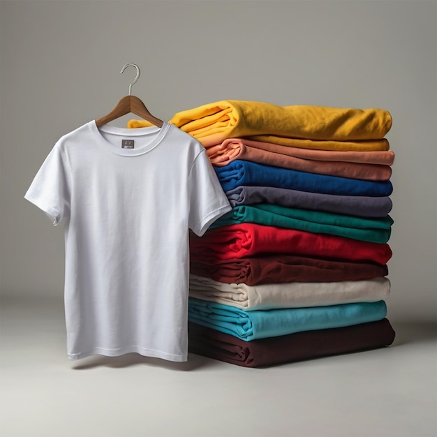 A stack of folded towels and a white t-shirt – Free Download, Free Stock Photo