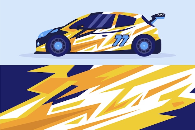 Flat Design Racing Sticker Illustration – Free Download