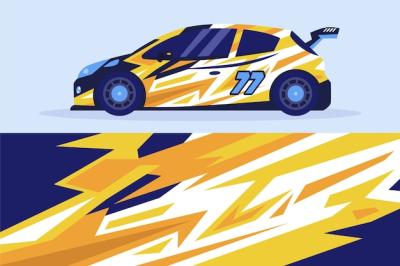 Flat Design Racing Sticker Illustration – Free Download