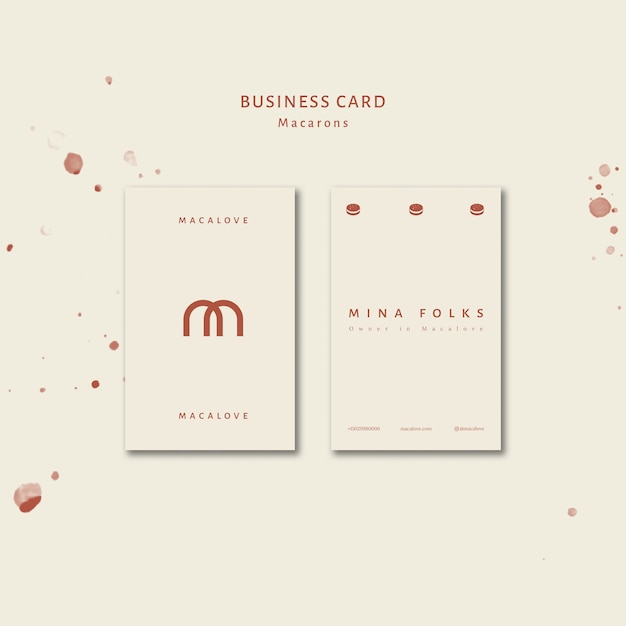 Macarons Shop Vertical Business Card Template â Free Download