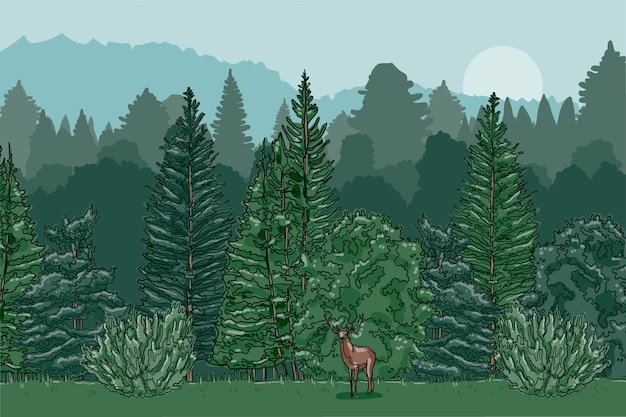 Hand Drawn Forest Landscape – Free Download