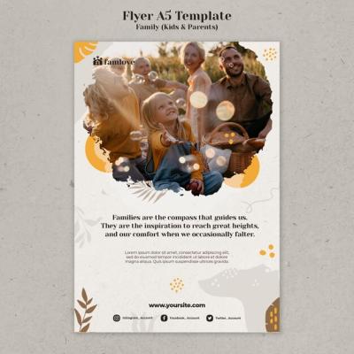 Family Flyer Design Template Featuring Parents and Kids – Free Download