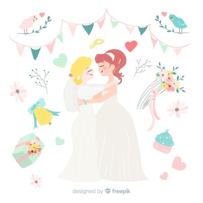 Hand Drawn Cute Wedding Couple – Free Stock Photo for Download