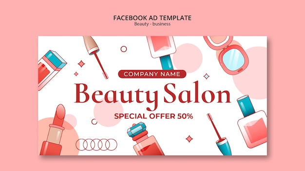 Hand Drawn Beauty Salon Facebook Template – Free Download