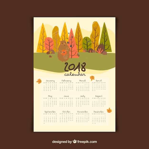 Cute Landscape 2018 Calendar – Free Download