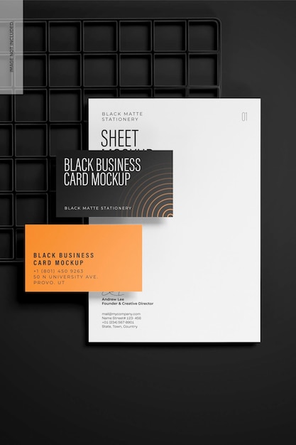 Black Business Cards Mockup with Letterhead – Free to Download