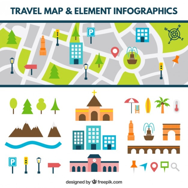 Flat Elements Road Map – Free Stock Photo for Download