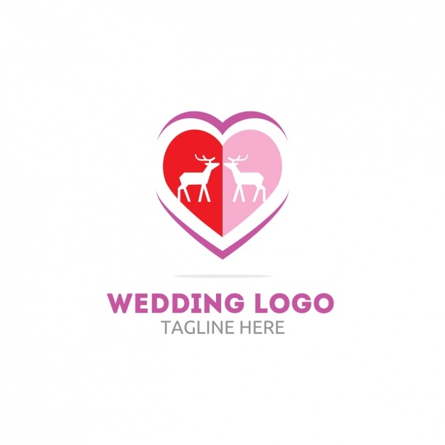 Wedding Logo Featuring Heart and Deers – Free to Download