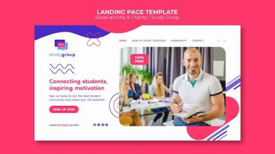 Flat Design Social Activity Landing Page Template – Free Download