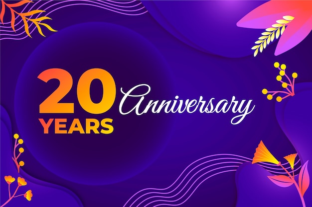 Gradient 20th Anniversary or Birthday Card – Free Download