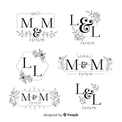 Hand Drawn Wedding Logo Collection – Download Free Stock Photos