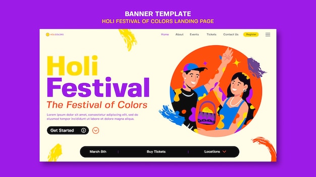 Holi Festival Celebration Landing Page – Free Download