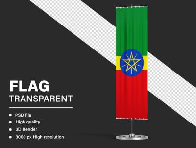 Ethiopia Flag Banner Design Isolated on Transparent Background – Free Download