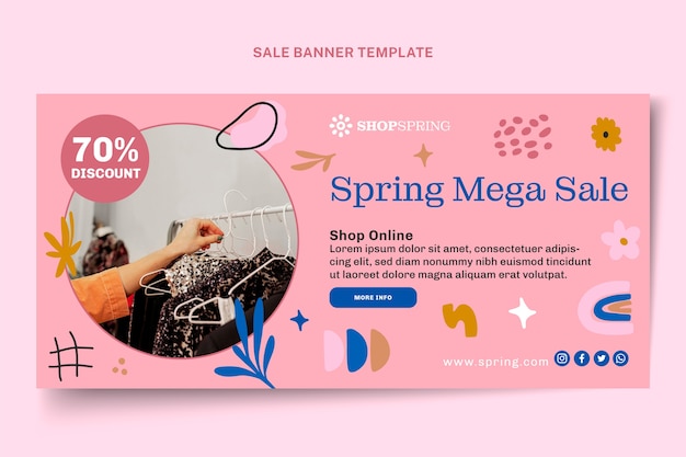 Spring Sale Horizontal Banner Vector Template – Free Download