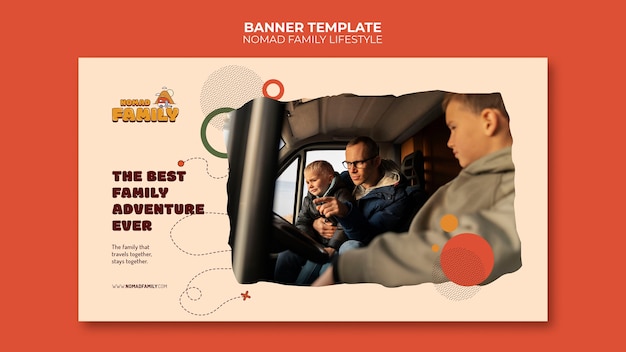 Family Banner Template in Flat Design – Free Download