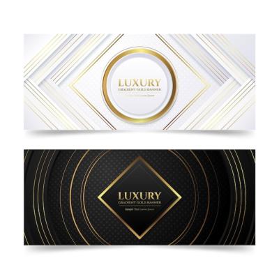 Gradient Golden Luxury Banners Set – Free Download