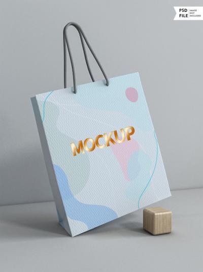 Gold Color Logo Shopping Bag Mockup – Free Download