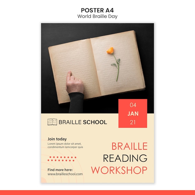 Vertical Poster for World Braille Day – Free Download