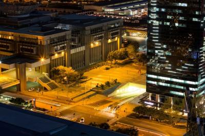 Aerial View of Streets and Office Buildings in Business District – Free Stock Photo, Download for Free