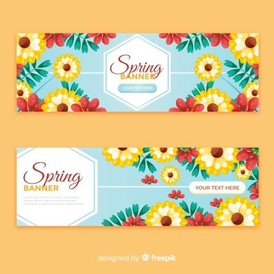 Hand Drawn Floral Spring Banner – Free Download