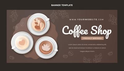 Realistic Coffee Shop Sale Background – Free Download for Stock Photos