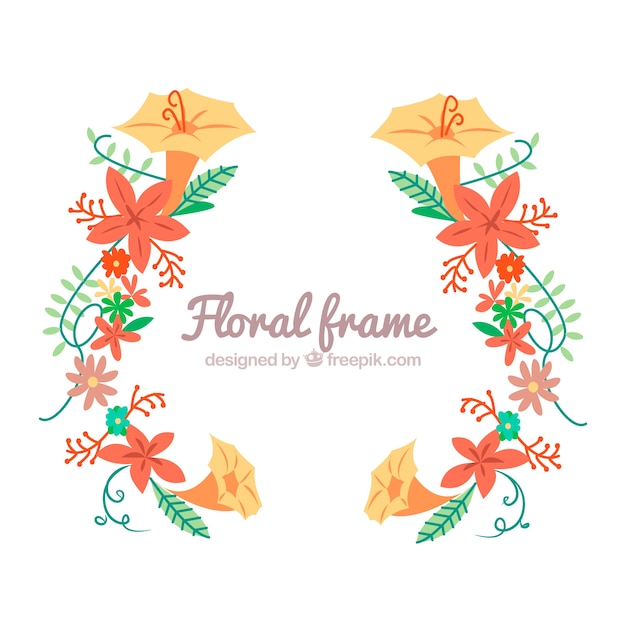 Colorful Floral Frame in Flat Design – Free Stock Photo for Download