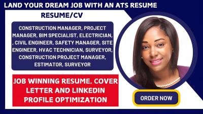 I Will Write a Construction Project Manager, BIM Specialist, Surveyor Construction Resume