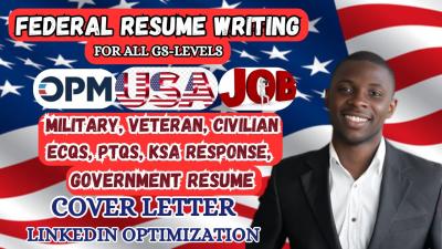 I Will Write a Federal Resume for USAJOBS, Professional ECQ, MTQs, PTQs Resume