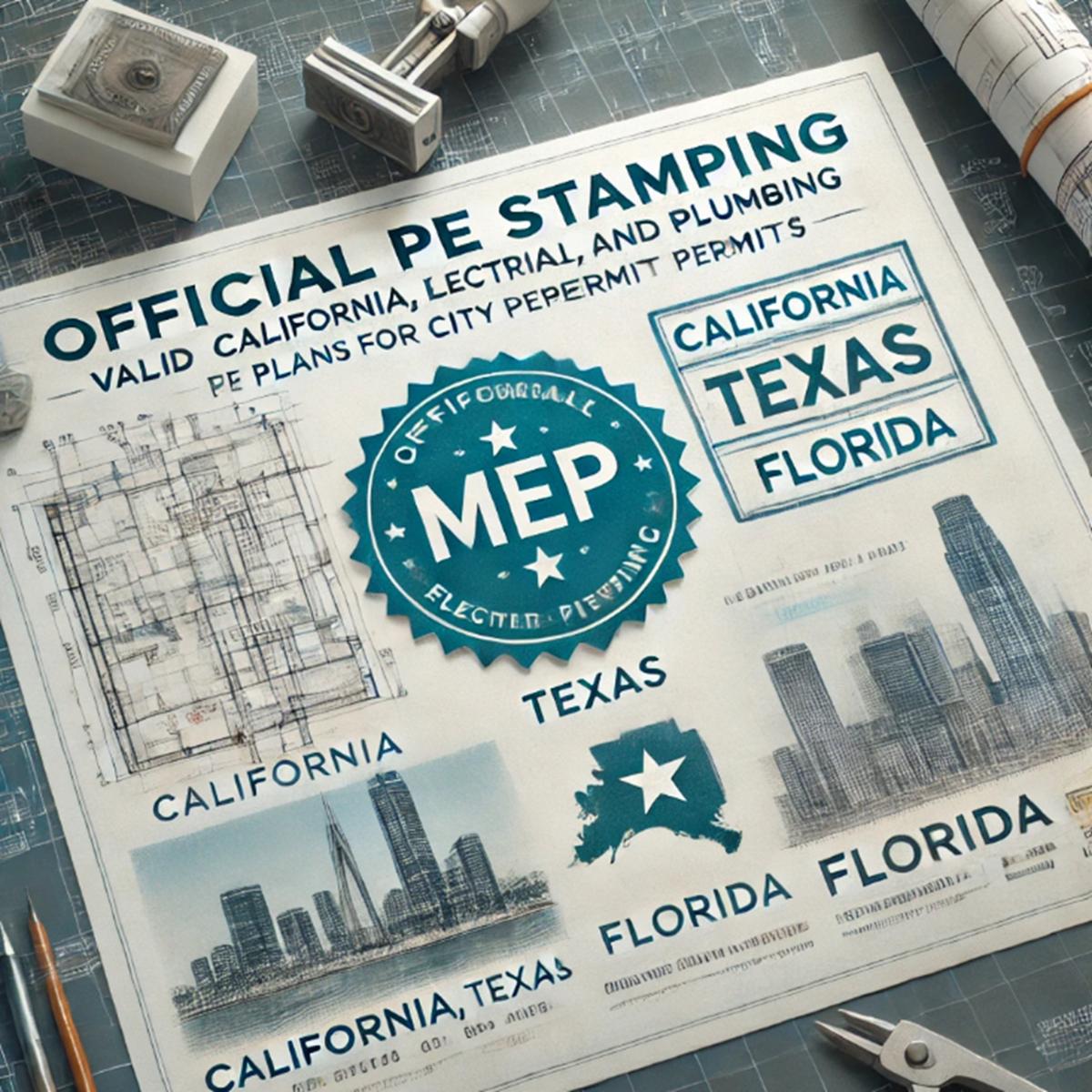 You Will Get Valid California, Texas, Florida Stamping for Your MEP Drawing Plan