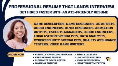 I Will Write Resume for Game Developer, Game Designer, 3D Artist, Audio Engineer, UI/UX Specialist